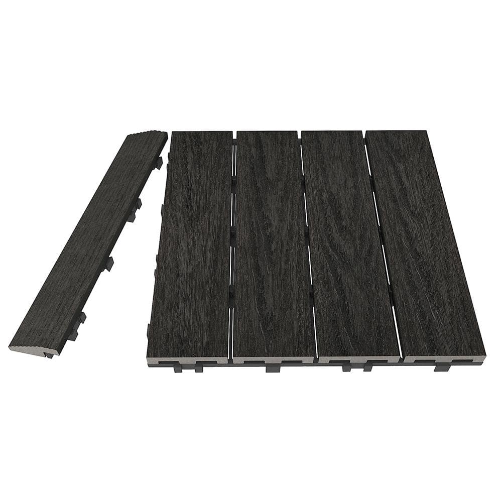 NewTechWood 1/6 ft. X 1 ft. Quick Deck Composite Deck Tiles Straight Fascia In Indian Ebony (4-Pieces/Box)