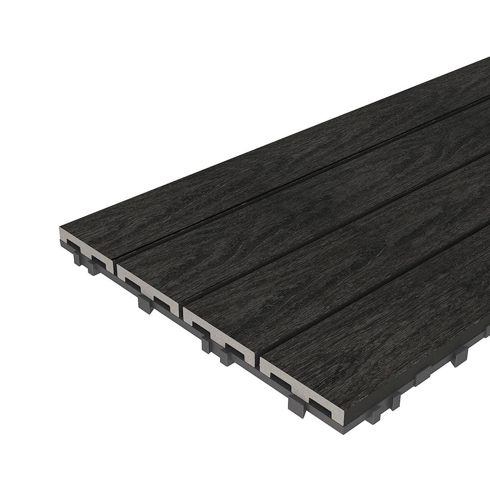 NewTechWood UltraShield Naturale 1 ft. x 2 ft. Quick Deck Outdoor Composite Deck Tile in Indian Ebony (20 sq. ft. per Box)
