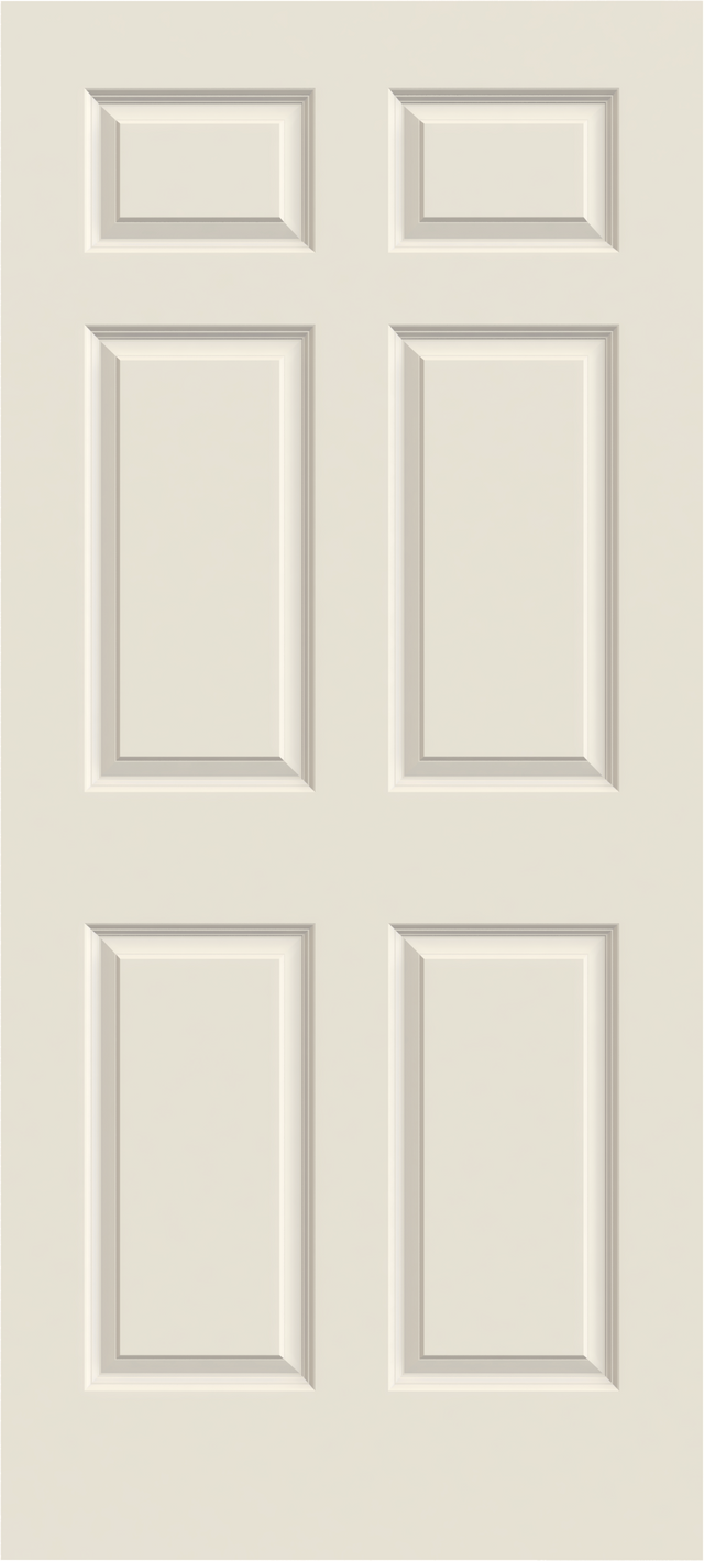 JELD-WEN Colonist 32-in x 80-in White 6-Panel Hollow Core Prefinished Molded Composite Right Hand Single Prehung Interior Door