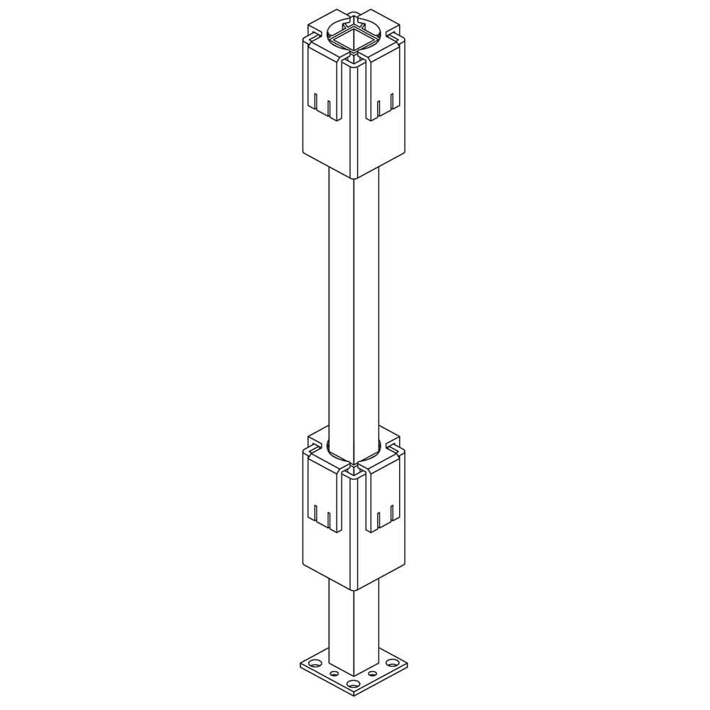 INTEX MILLWORK SOLUTIONS 36 in. or 42 in. HD Structural Newel Post Mount with Poly Guides and Shims for Rail Height