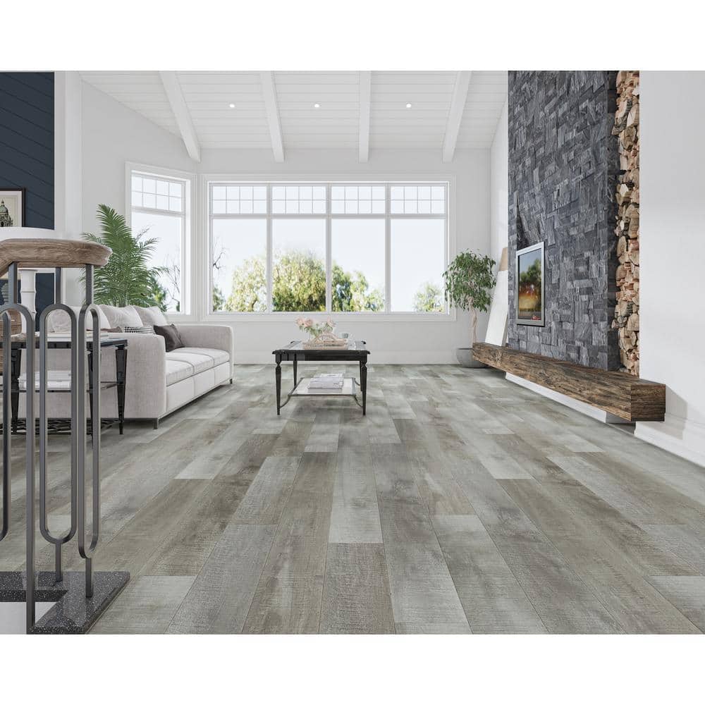 Montserrat Summa Intrepid Nickel 14 mm T x 7.75 in. W HDF Waterproof AC5 Click Lock Laminate Wood Flooring (23.09 sq. ft./case)