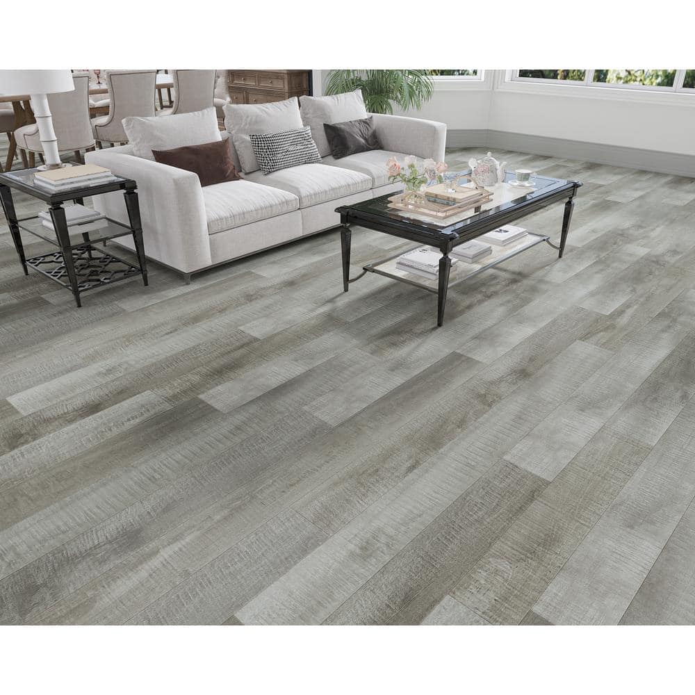 Montserrat Summa Intrepid Nickel 14 mm T x 7.75 in. W HDF Waterproof AC5 Click Lock Laminate Wood Flooring (23.09 sq. ft./case)