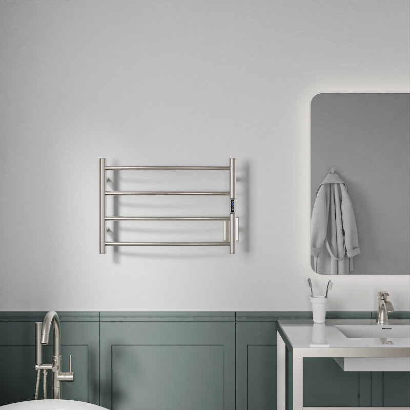 ANZZI Glow 4-Bar Electric Towel Warmer, Brushed Nickel, 23.5 x 5.5 x 16.5 in