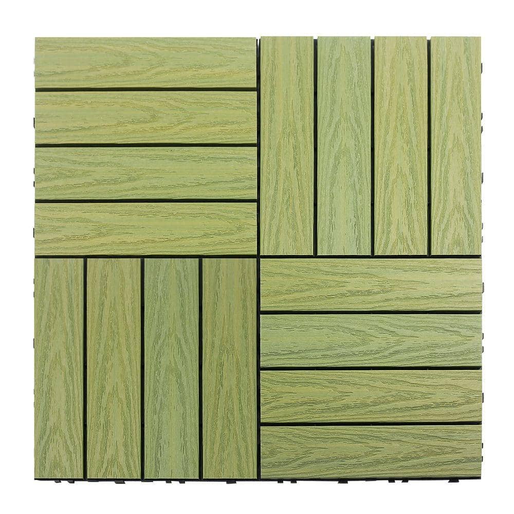 NewTechWood UltraShield Naturale 1 ft. x 1 ft. Quick Deck Outdoor Composite Deck Tile in Irish Green (10 sq. ft. Per Box)
