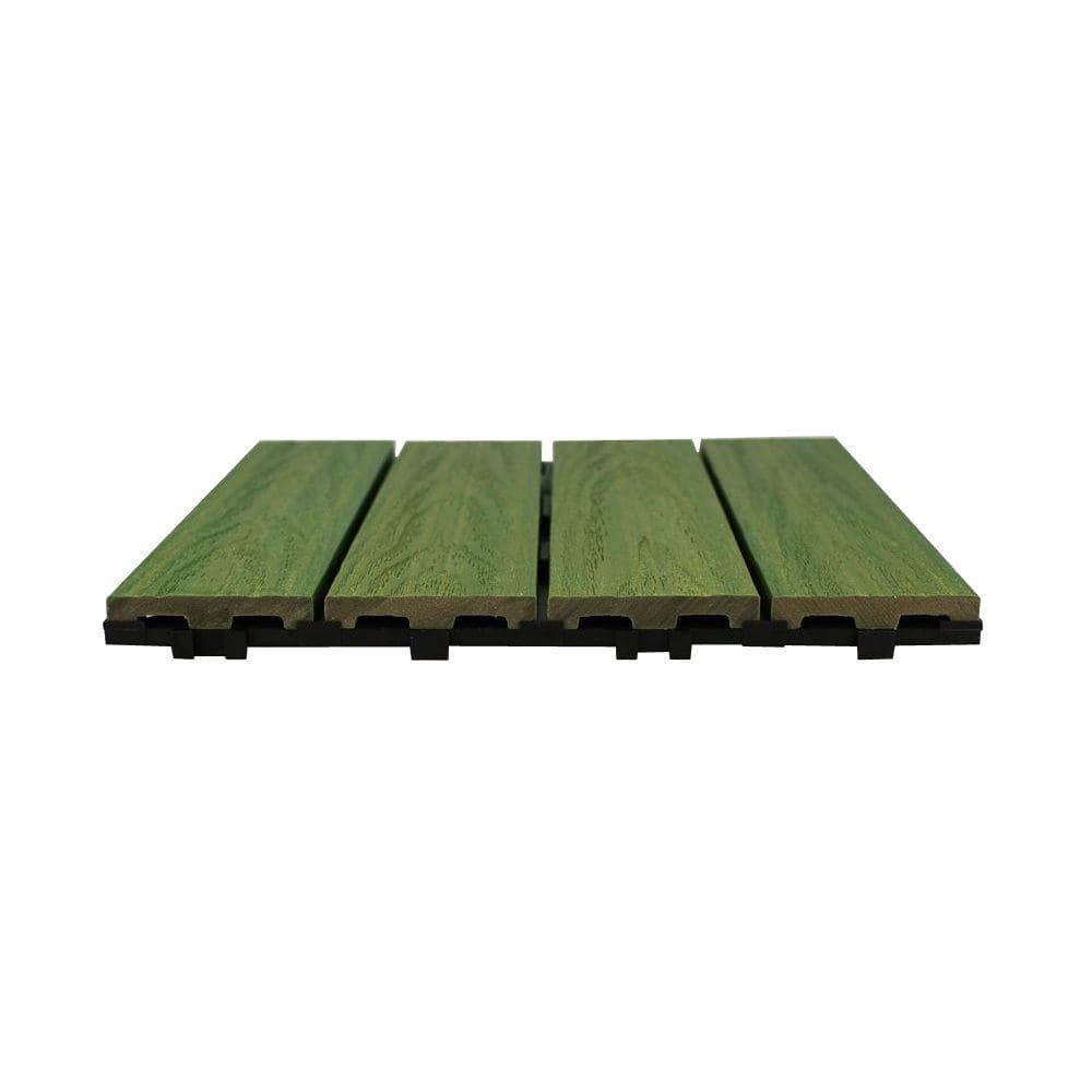 NewTechWood UltraShield Naturale 1 ft. x 1 ft. Quick Deck Outdoor Composite Deck Tile in Irish Green (10 sq. ft. Per Box)