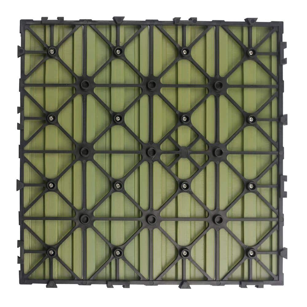NewTechWood UltraShield Naturale 1 ft. x 1 ft. Quick Deck Outdoor Composite Deck Tile in Irish Green (10 sq. ft. Per Box)