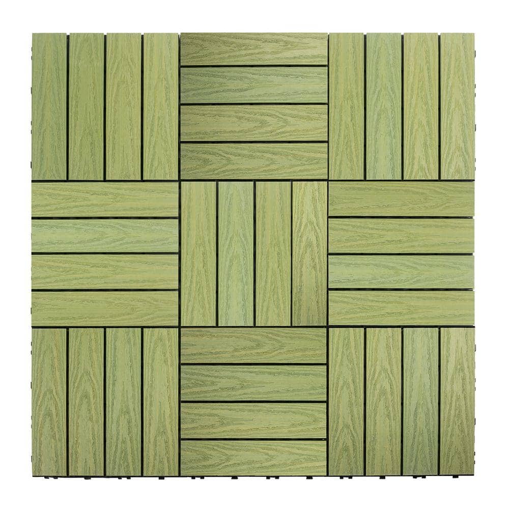 NewTechWood UltraShield Naturale 1 ft. x 1 ft. Quick Deck Outdoor Composite Deck Tile in Irish Green (10 sq. ft. Per Box)