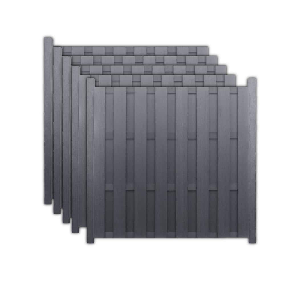Frame It All 0.40 in. x 5.51 in. x 70.20 in. Ironwood Capped Composite Flat Top Fence Picket (5-Pack)