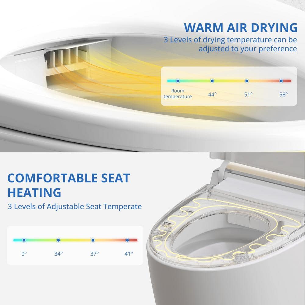 Relyblo Foot Sensing Elongated Bidet Toilet with Spa Spray - 1.27 GPF in Ivory Gold