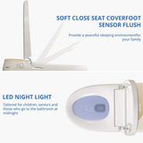 Relyblo Foot Sensing Elongated Bidet Toilet with Spa Spray - 1.27 GPF in Ivory Gold