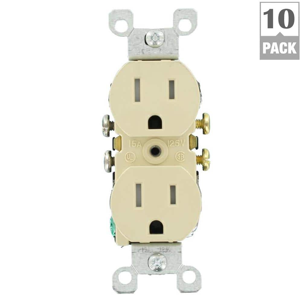 Leviton 15 Amp Tamper-Resistant Duplex Outlet, Ivory (10-Pack)