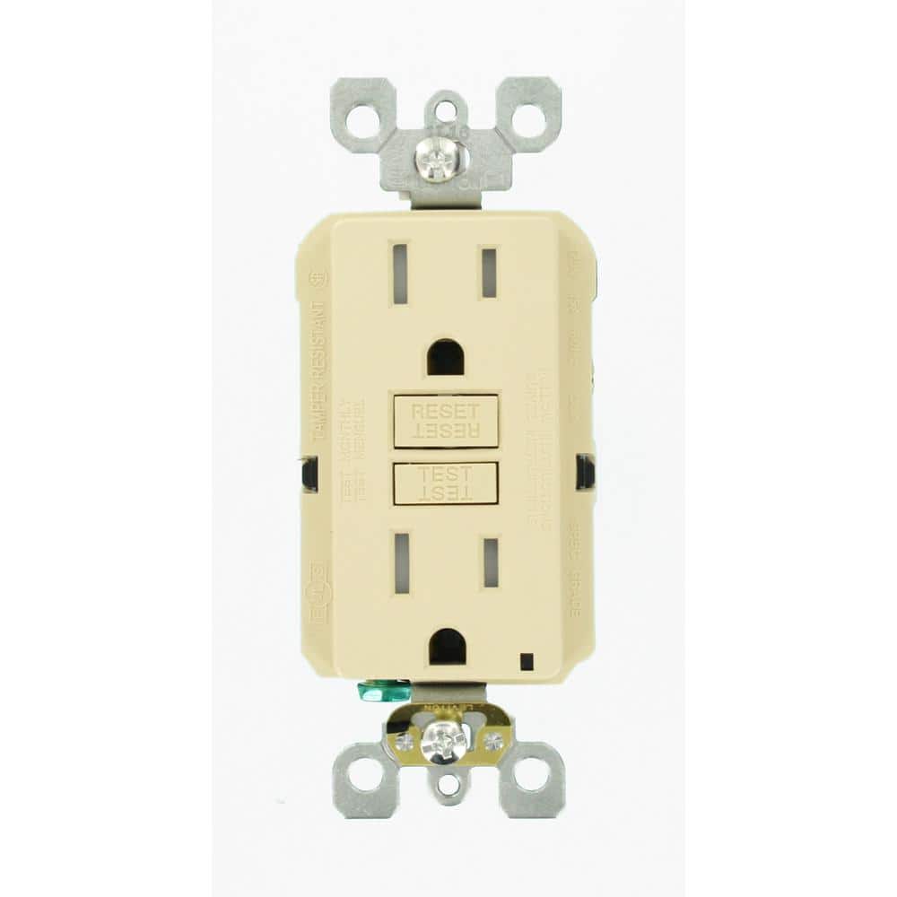 Leviton 15 Amp 125-Volt Duplex SmarTest Self-Test SmartlockPro Tamper-Resistant GFCI Outlet, Ivory