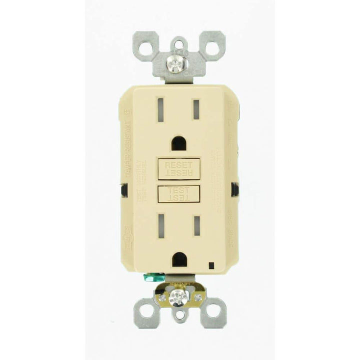 Leviton 15 Amp 125-Volt Duplex SmarTest Self-Test SmartlockPro Tamper-Resistant GFCI Outlet, Ivory