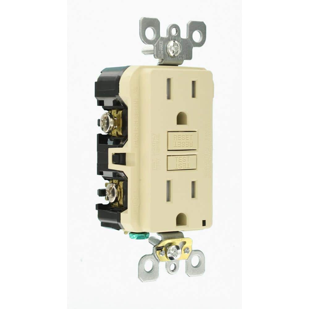 Leviton 15 Amp 125-Volt Duplex SmarTest Self-Test SmartlockPro Tamper-Resistant GFCI Outlet, Ivory