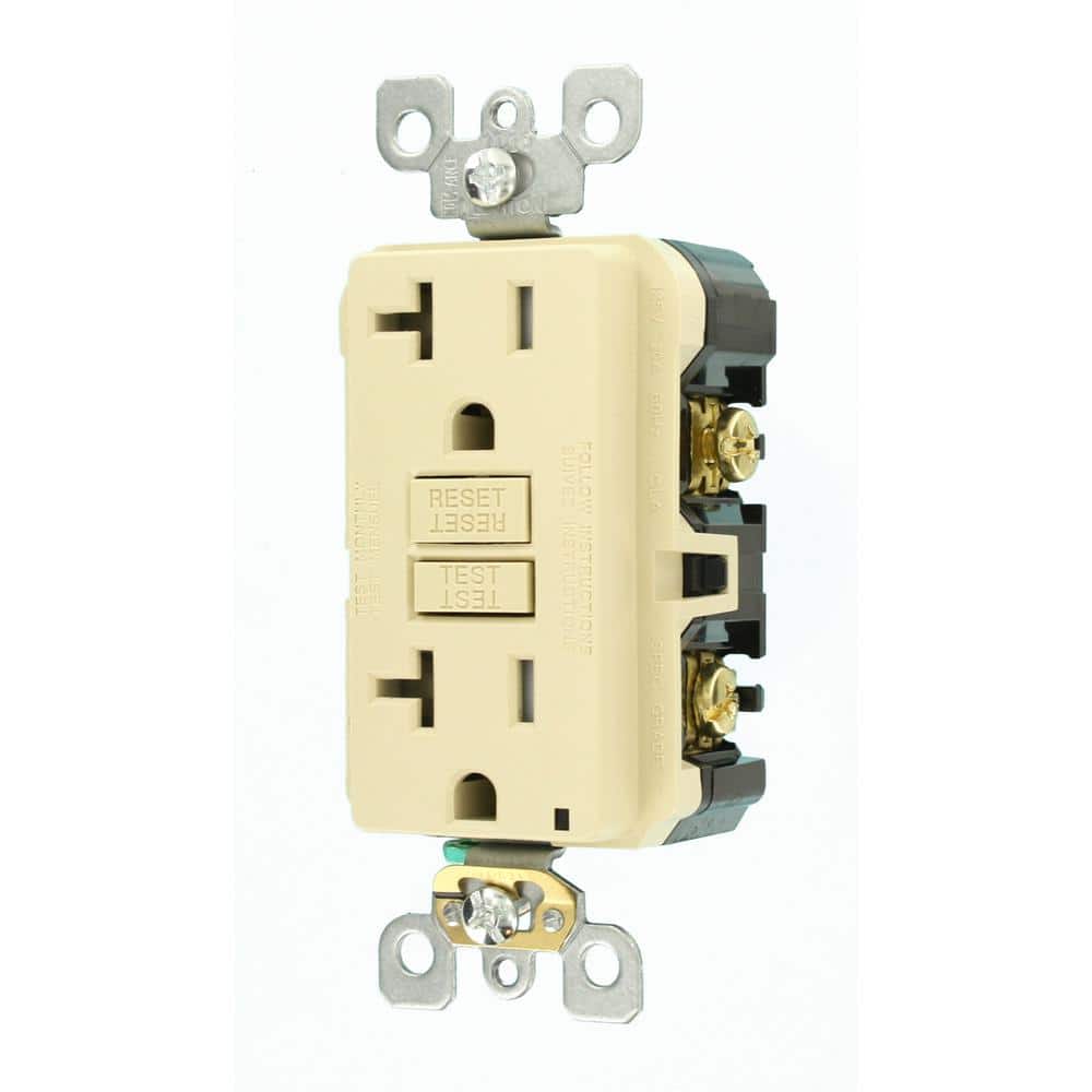 Leviton 20 Amp 125-Volt Duplex SmarTest Self-Test SmartlockPro Tamper-Resistant GFCI Outlet, Ivory (GFTR2-KI / R91-GFTR2-0KI)