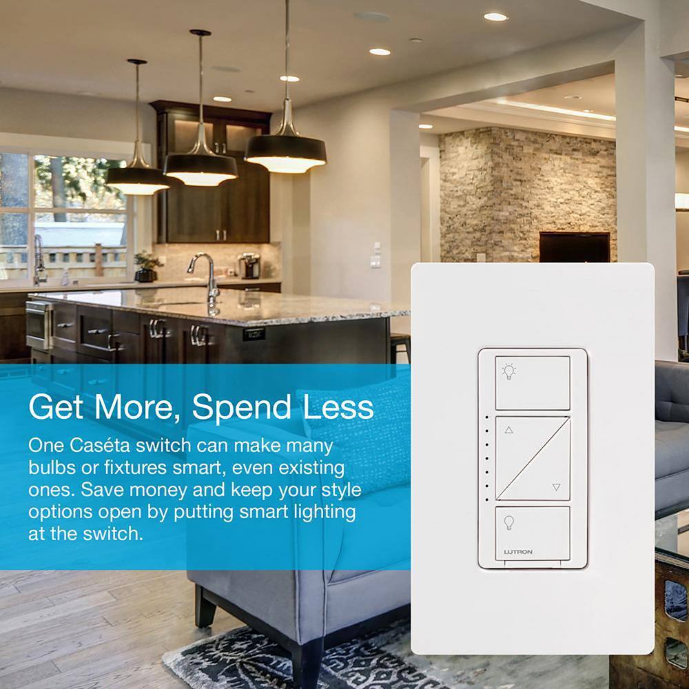 Lutron Caseta Smart Dimmer Switch for Wall & Ceiling Lights, 150W LED, Ivory (PD-6WCL-IV)