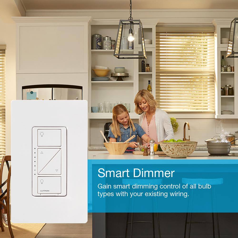 Lutron Caseta Smart Dimmer Switch for Wall & Ceiling Lights, 150W LED, Ivory (PD-6WCL-IV)