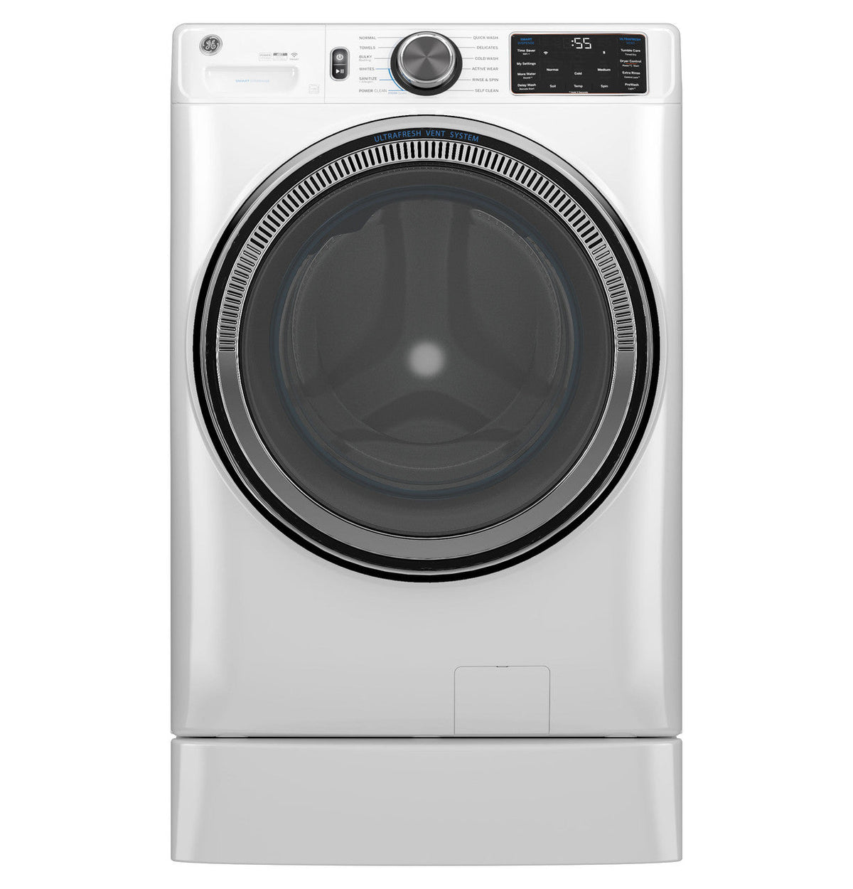 GE UltraFresh Vent System 5.0-cu ft Stackable Steam Cycle Front-Load Washer, White, ENERGY STAR (GFW655SSVWW)