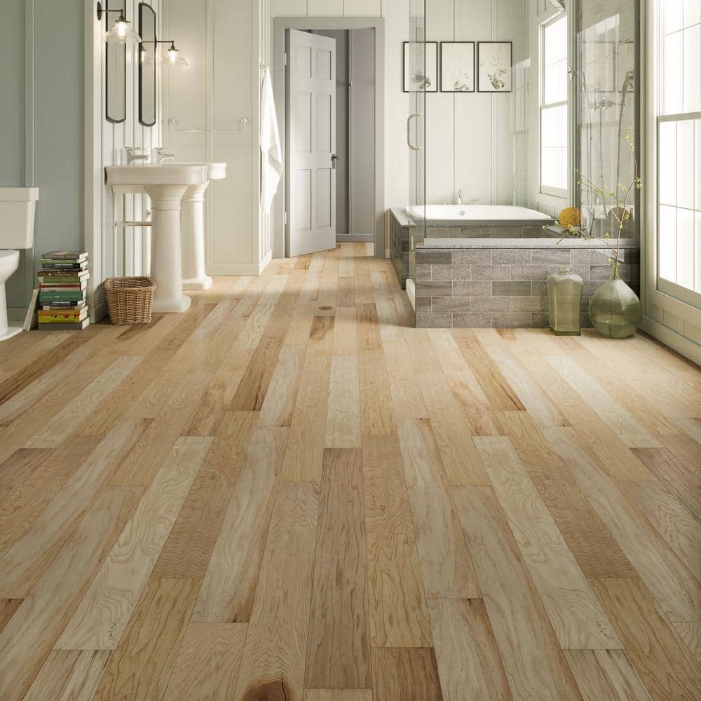 ACQUA FLOORS Jacoby Hickory 1/4 in. T x 5 in. W Click Lock Wire Brushed Engineered Hardwood Flooring (16.7 sq.ft./case)