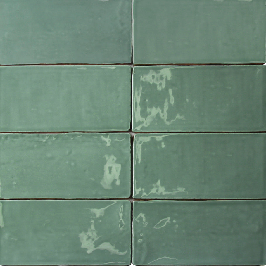 Lancaster Open Seas Green 3x6 Polished Ceramic Subway Tile - Lux Tile