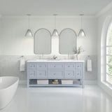 James Martin Vanities Breckenridge 72" Free Standing Double Basin Poplar Wood Vanity Set – Light Natural Oak with White Zeus Quartz Top & Rectangular Sinks