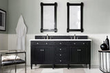 James Martin Vanities Brittany 72" Double Basin Poplar Wood Vanity Set with 3 cm Arctic Fall Solid Surface Top, Rectangular Undermount Sinks – Smokey Celadon