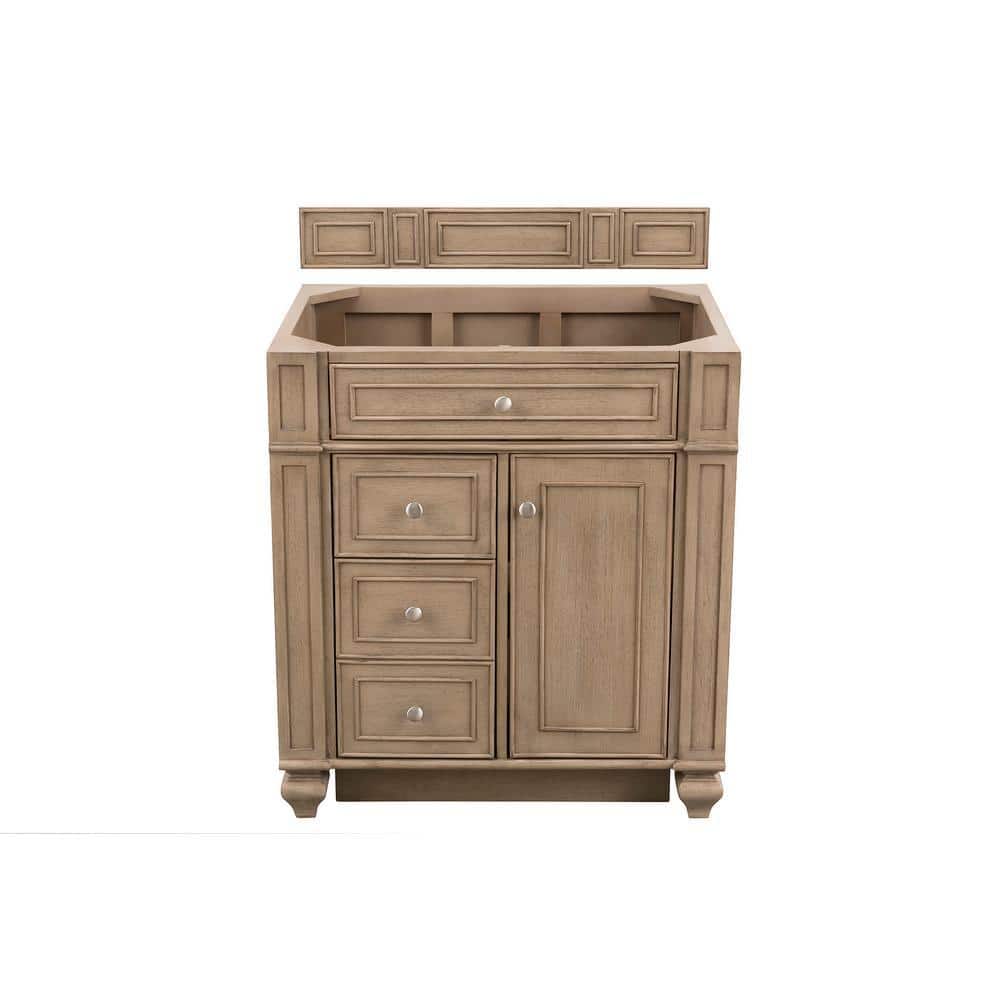 James Martin Vanities Bristol 30" Single Vanity in Whitewashed Walnut with Carrara Marble Top