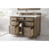 James Martin Vanities Bristol 48" Single Bath Vanity in Whitewashed Walnut with Eternal Jasmine Pearl Quartz Top