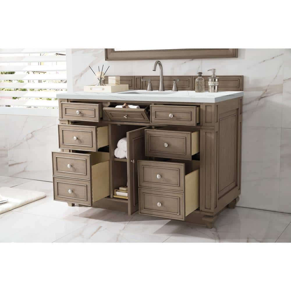 James Martin Vanities Bristol 48" Bathroom Vanity in Whitewashed Walnut with Quartz Top