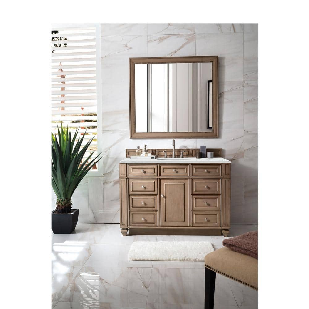 James Martin Vanities Bristol 48" Bathroom Vanity in Whitewashed Walnut with Quartz Top