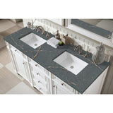 James Martin Vanities Bristol 60" Double Vanity in Bright White with Parisien Bleu Quartz Top