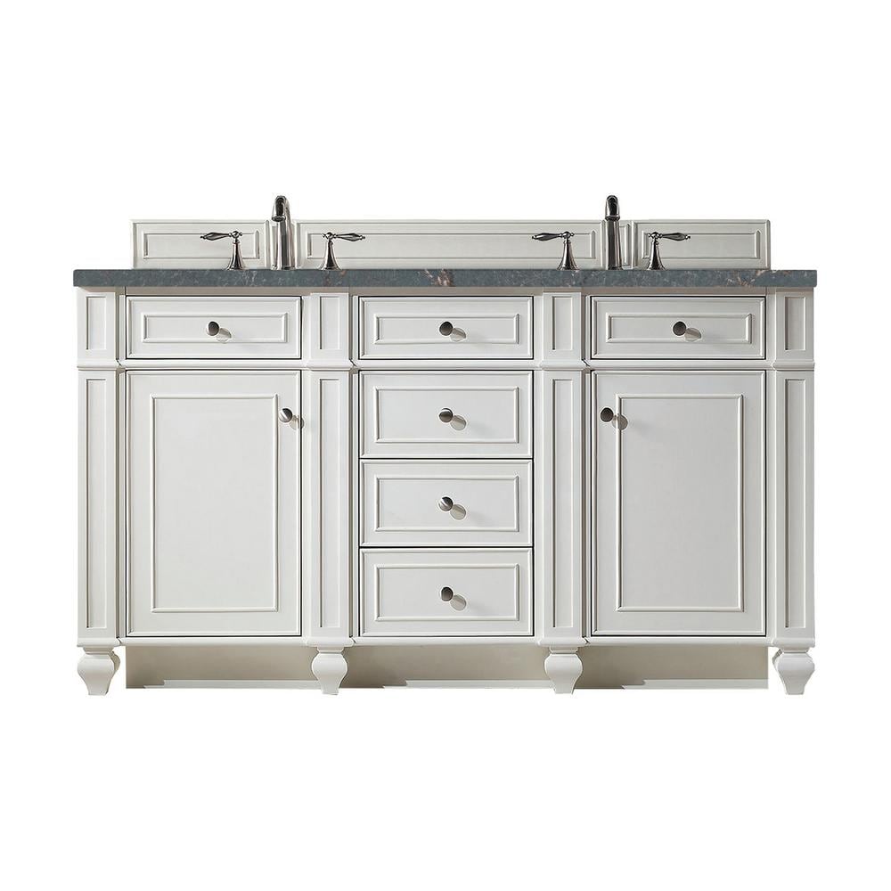 James Martin Vanities Bristol 60" Double Vanity in Bright White with Parisien Bleu Quartz Top