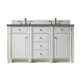 James Martin Vanities Bristol 60" Double Vanity in Bright White with Parisien Bleu Quartz Top