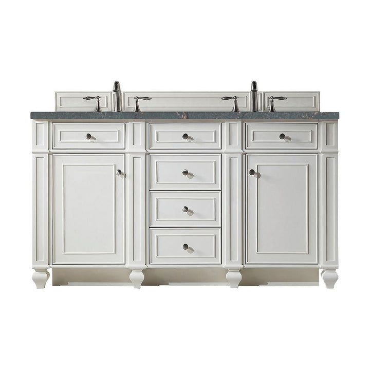 James Martin Vanities Bristol 60" Double Vanity in Bright White with Parisien Bleu Quartz Top