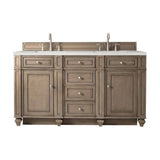 James Martin Vanities Bristol 60" Double Bath Vanity in Whitewashed Walnut with Lime Delight Quartz Top