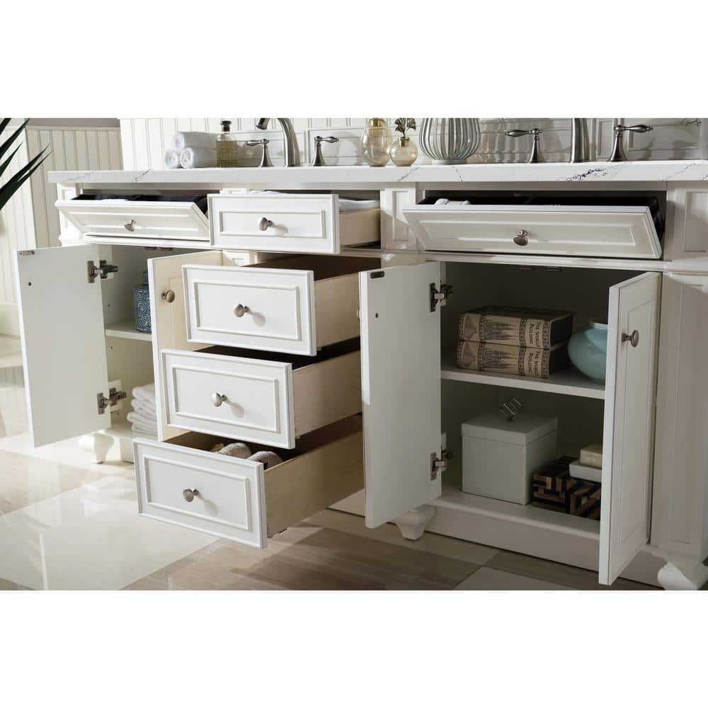 James Martin Vanities Bristol 72" Bright White Double Bathroom Vanity with Quartz Top
