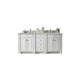 James Martin Vanities Bristol 72" Bright White Double Bathroom Vanity with Quartz Top
