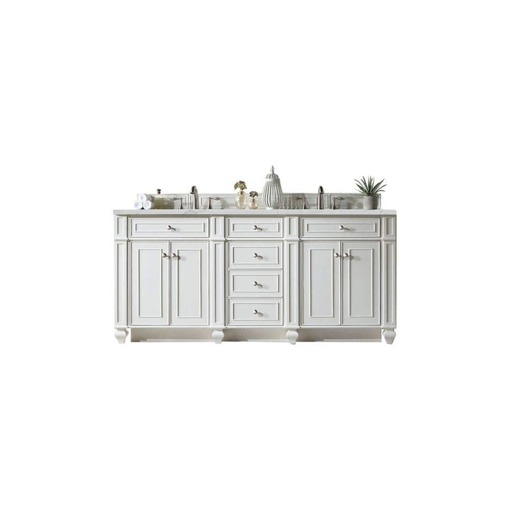 James Martin Vanities Bristol 72" Bright White Double Bathroom Vanity with Quartz Top