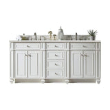 James Martin Vanities Bristol 72" Double Bathroom Vanity in Bright White with Parisien Bleu Quartz Top