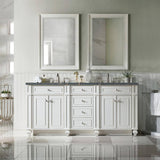 James Martin Vanities Bristol 72" Double Bathroom Vanity in Bright White with Parisien Bleu Quartz Top