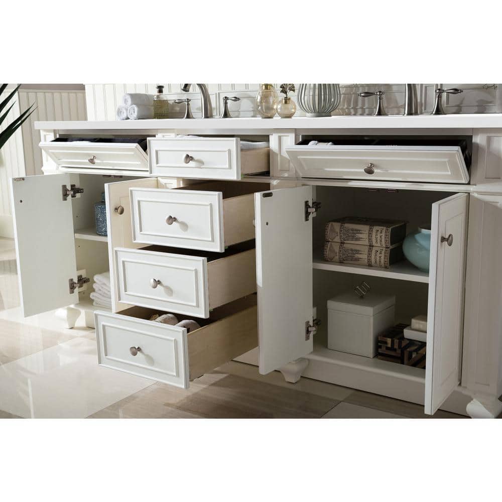 James Martin Vanities Bristol 72" Bright White Double Bathroom Vanity with Quartz Top