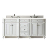 James Martin Vanities Bristol 72" Bright White Double Bathroom Vanity with Quartz Top
