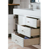 James Martin Vanities Linear 72.5" Double Bath Vanity in Glossy White with Solid Surface Top