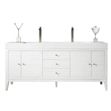 James Martin Vanities Linear 72.5" Double Bath Vanity in Glossy White with Solid Surface Top