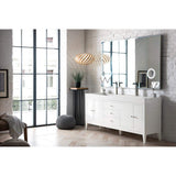 James Martin Vanities Linear 72.5" Double Bath Vanity in Glossy White with Solid Surface Top