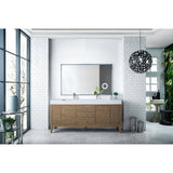 James Martin Vanities Linear 72.5" Double Bath Vanity, Whitewashed Walnut, Glossy White Top