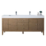 James Martin Vanities Linear 72.5" Double Bath Vanity, Whitewashed Walnut, Glossy White Top