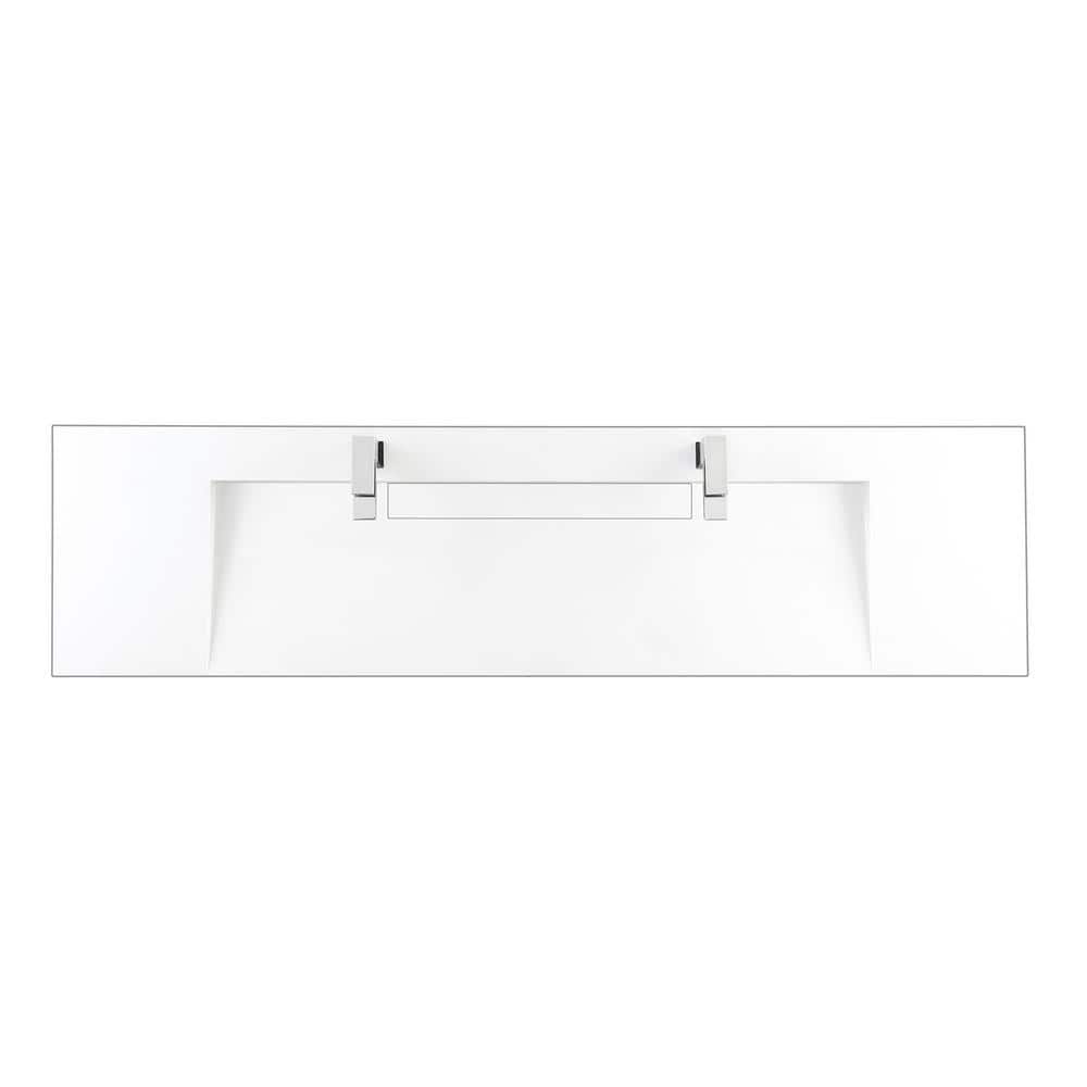 James Martin Vanities Linear 72.5" Double Bath Vanity, Whitewashed Walnut, Glossy White Top