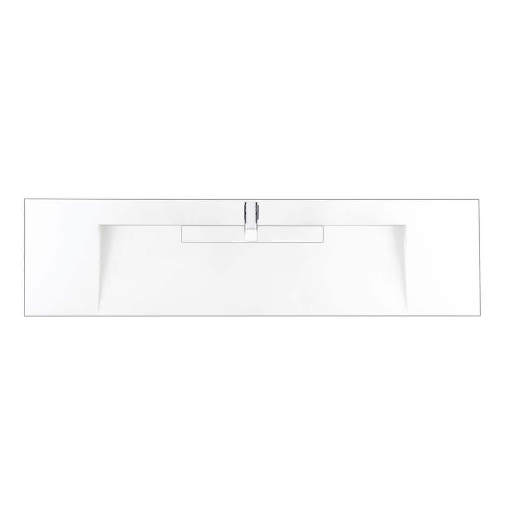 James Martin Vanities Linear 72.5 in. Single Bath Vanity, Mid Century Walnut with Glossy White Top