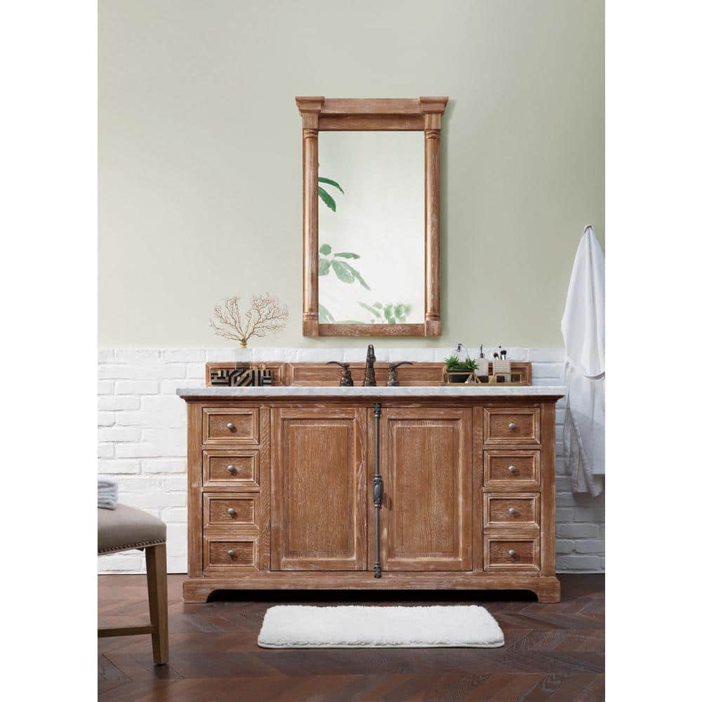 James Martin Vanities Providence 60" Driftwood Vanity with Carrara Marble Top